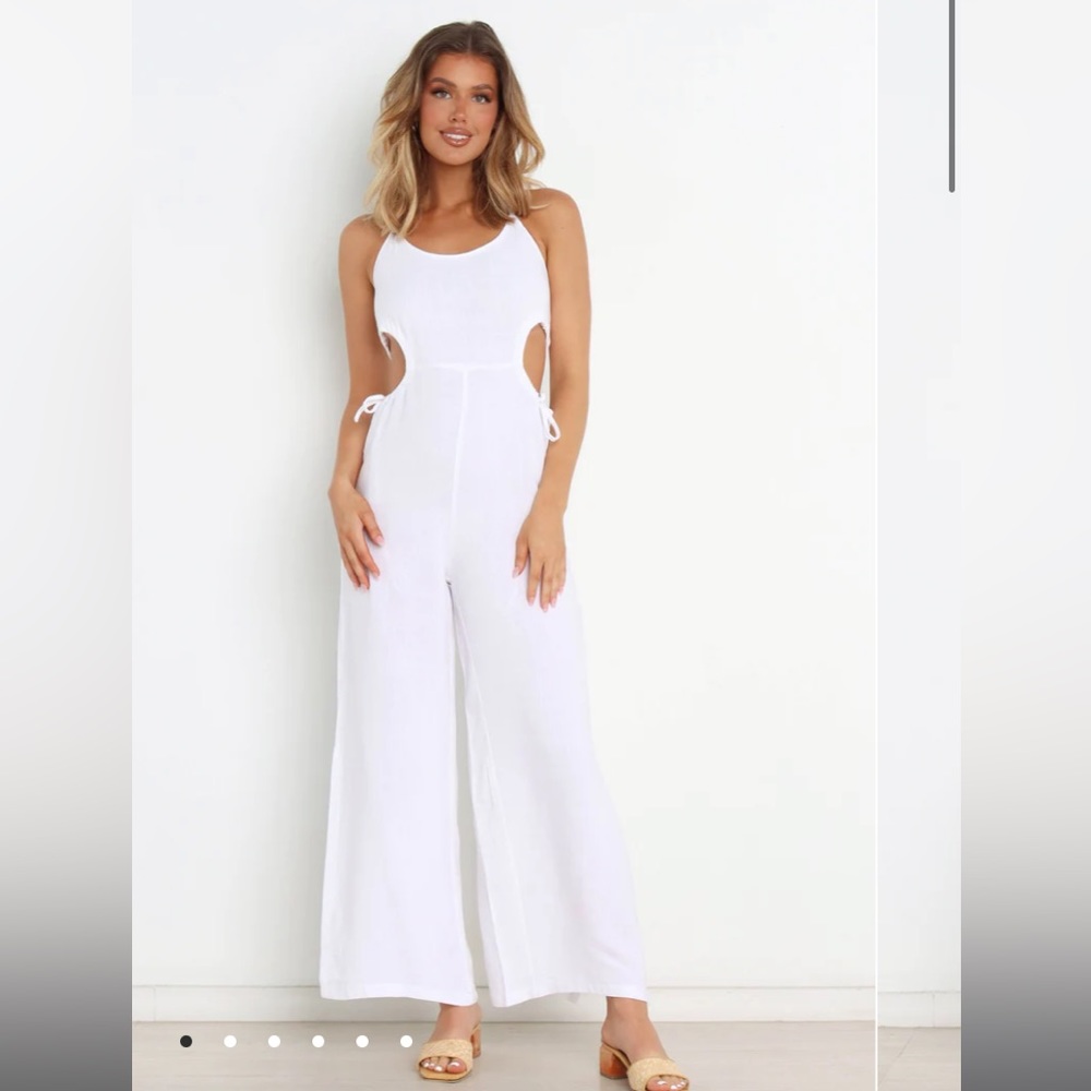NWT Petal and Pup Willemina White Jumpsuit Bridal Bachelorette Linen in White